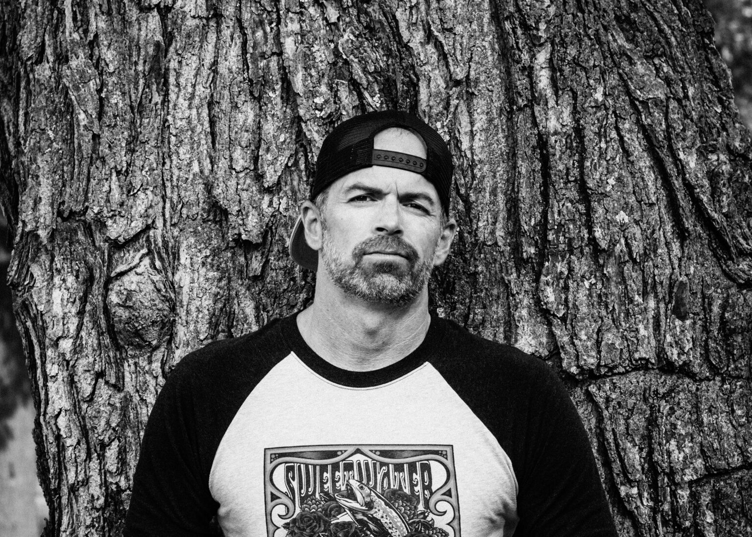 Black and white portrait of Luke Lindholm